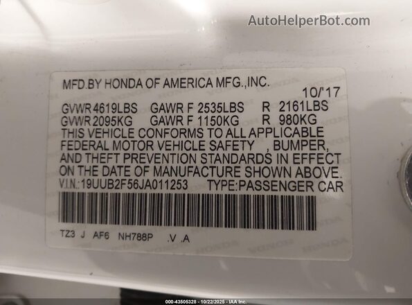 19UUB2F56JA011253 2018 ACURA TLX White Engine compartment view