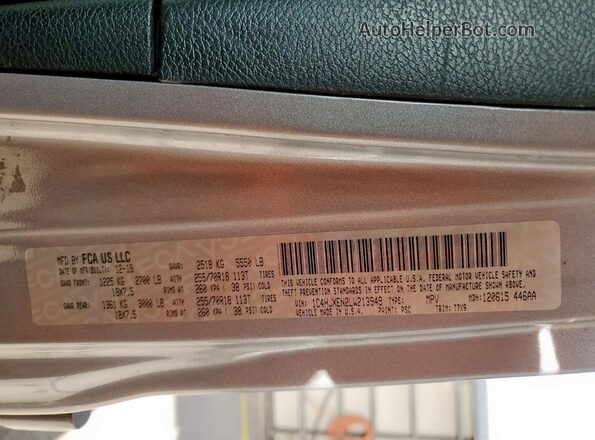 1C4HJXEN2LW213949 2020 JEEP WRANGLER Silver Vista de la etiqueta del VIN