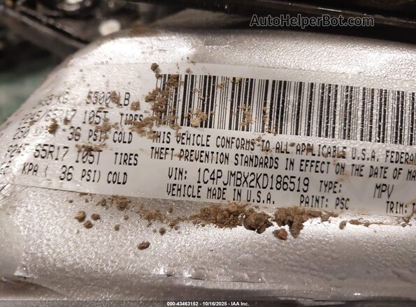 1C4PJMBX2KD186519 2019 JEEP CHEROKEE Серый Вид подкапотного пространства