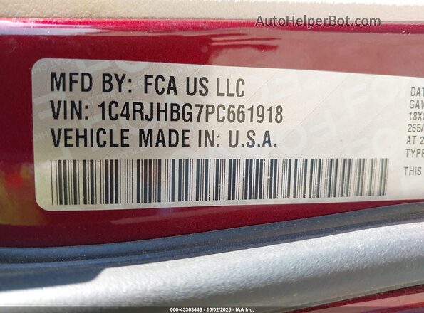 1C4RJHBG7PC661918 2023 JEEP GRAND CHEROKEE Темно-бордовый Вид подкапотного пространства