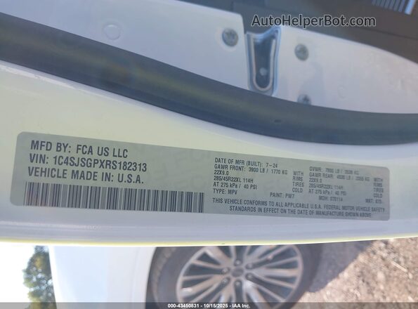 1C4SJSGPXRS182313 2024 JEEP GRAND WAGONEER L White Շարժիչի բաժամունքի տեսք