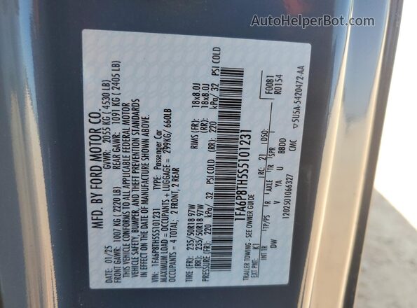 1FA6P8TH5S5101231 2025 FORD MUSTANG Серый Вид подкапотного пространства