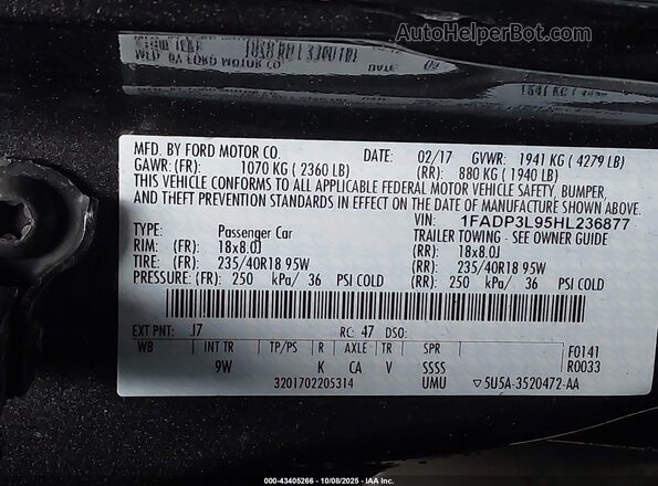 1FADP3L95HL236877 2017 FORD FOCUS ST Серый Вид подкапотного пространства