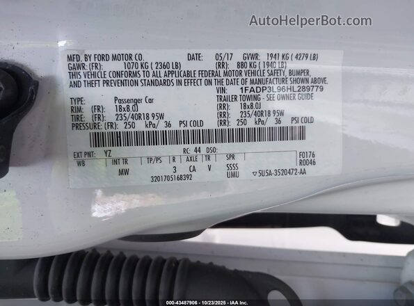 1FADP3L96HL289779 2017 FORD FOCUS ST Белый Вид подкапотного пространства