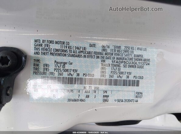1FADP5CU3GL113724 2016 FORD C-MAX ENERGI Белый Вид подкапотного пространства