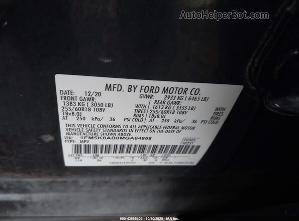 1FM5K8AB0MGA64868 2021 FORD POLICE INTERCEPTOR Black Vista del compartimento del motor