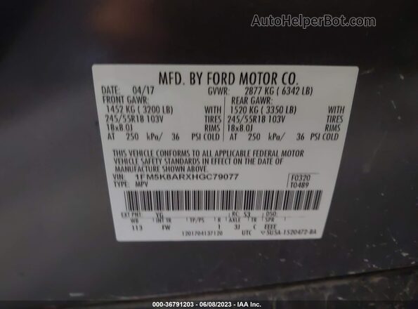 1FM5K8ARXHGC79077 2017 FORD UTILITY POLICE INTERCEPTOR Gray Widok komory silnika