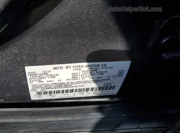 1FM5K8HC2NGA32147 2022 FORD FORD EXPLORER Черный Вид наклейки с VIN-кодом