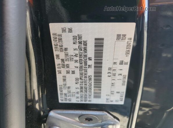 1FMCU0G93GUC19975 2016 FORD ESCAPE Black Vista de la etiqueta del VIN