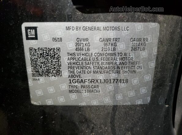 1G6AF5RX1J0177418 2018 CADILLAC ATS Черный Вид подкапотного пространства