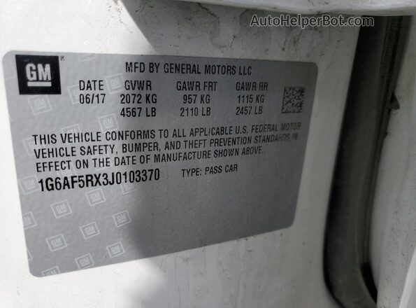 1G6AF5RX3J0103370 2018 CADILLAC ATS White Engine compartment view