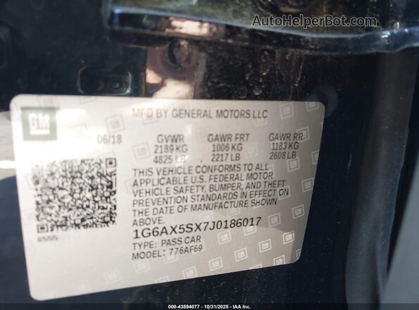 1G6AX5SX7J0186017 2018 CADILLAC CTS Черный Вид подкапотного пространства