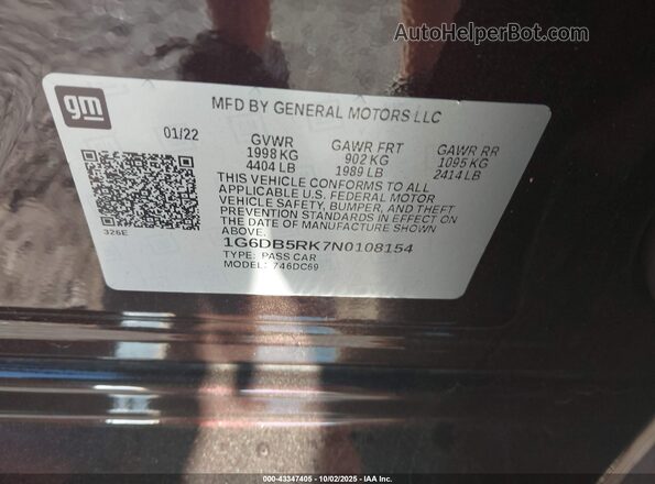 1G6DB5RK7N0108154 2022 CADILLAC CT4 Бордовый Вид задних сидений