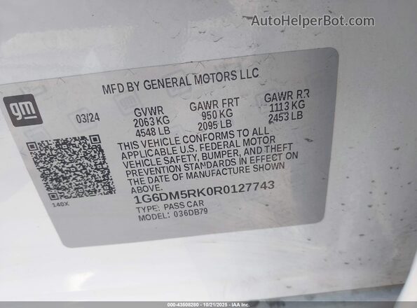1G6DM5RK0R0127743 2024 CADILLAC CT5 Белый Вид подкапотного пространства