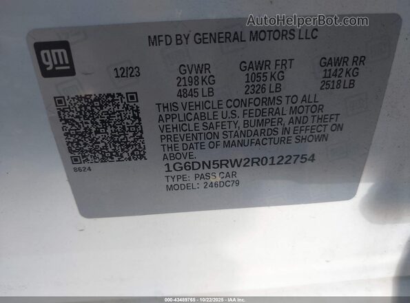 1G6DN5RW2R0122754 2024 CADILLAC CT5 White Widok komory silnika