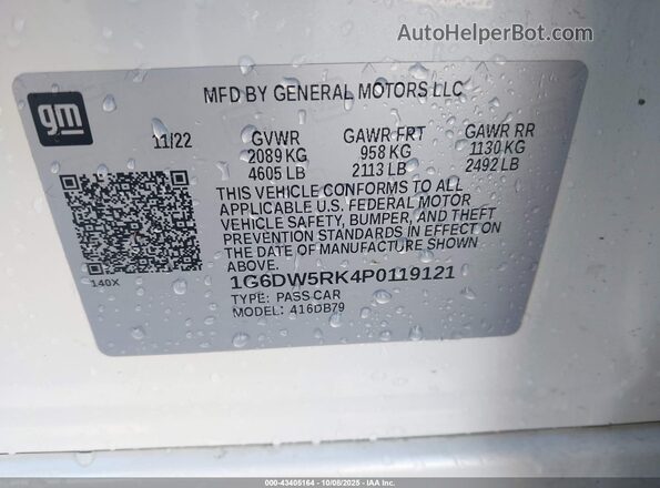 1G6DW5RK4P0119121 2023 CADILLAC CT5 Белый Вид подкапотного пространства