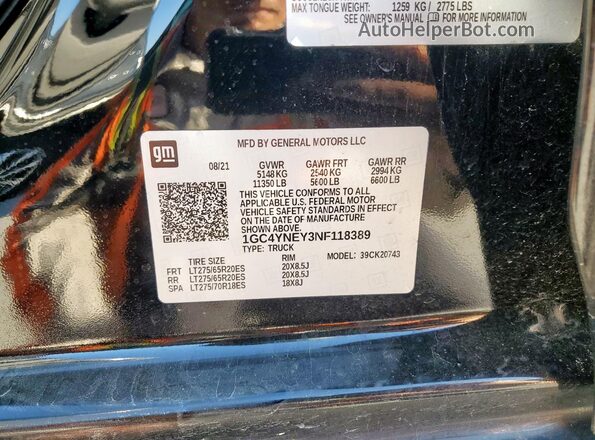1GC4YNEY3NF118389 2022 CHEVROLET SILVERADO Black Widok komory silnika