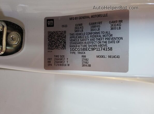 1GCGSBEC9P1174158 2023 CHEVROLET COLORADO Белый Вид подкапотного пространства