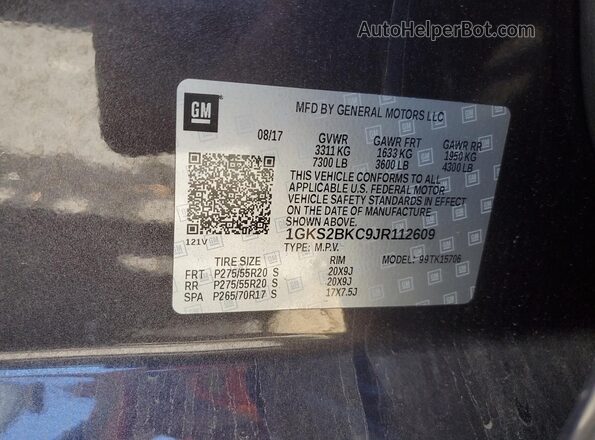 1GKS2BKC9JR112609 2018 GMC YUKON Серый Вид подкапотного пространства
