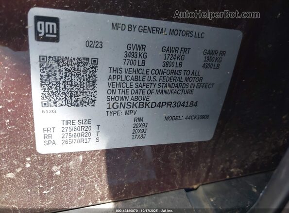 1GNSKBKD4PR304184 2023 CHEVROLET SUBURBAN Коричневый Вид подкапотного пространства