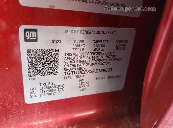 1GTUUEE82PZ189869 2023 GMC SIERRA Бордовый Панорамный вид салона 360°