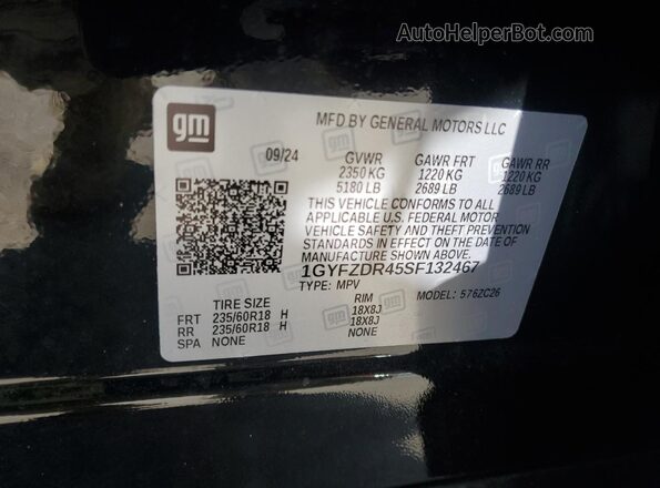 1GYFZDR45SF132467 2025 CADILLAC XT4 Черный Панорамный вид салона 360°