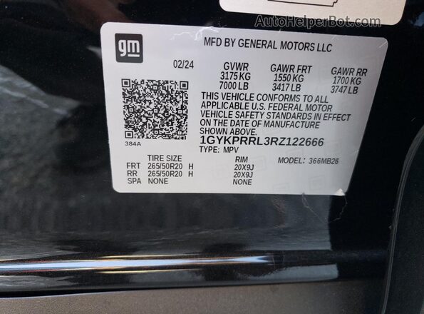 1GYKPRRL3RZ122666 2024 CADILLAC OTHER Черный Вид подкапотного пространства