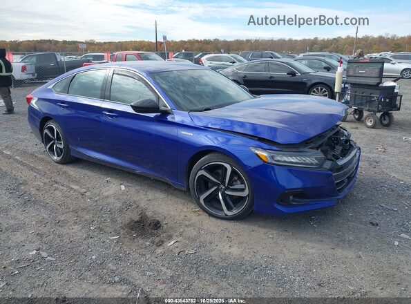 1HGCV3F24NA019873 2022 HONDA ACCORD HYBRID Синий Передняя правая четверть