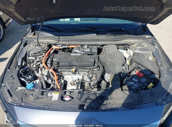 1HGCV3F49KA001933 2019 HONDA ACCORD HYBRID Gray Rear view