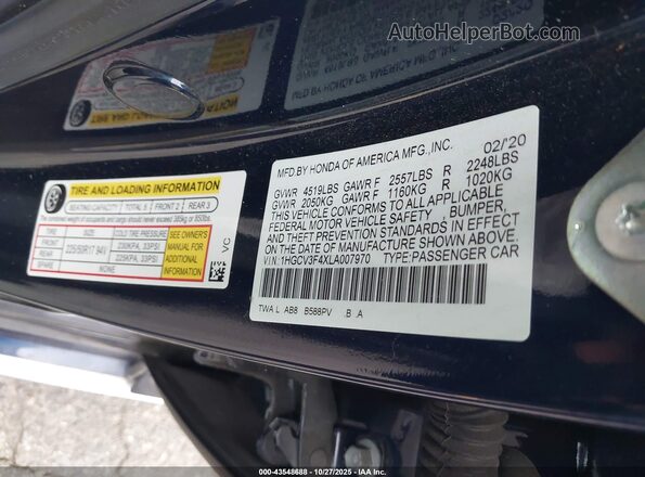 1HGCV3F4XLA007970 2020 HONDA ACCORD HYBRID Синий Вид подкапотного пространства