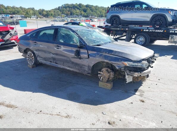 1HGCV3F56KA016365 2019 HONDA ACCORD HYBRID Gray Delantero derecho