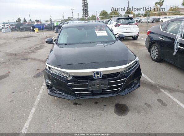 1HGCV3F56MA016580 2021 HONDA ACCORD HYBRID Black Widok zestawu wskaźników