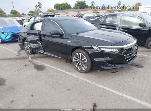 1HGCV3F56MA016580 2021 HONDA ACCORD HYBRID Black Przód prawy