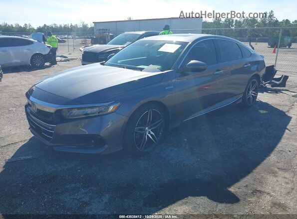 1HGCV3F90MA013726 2021 HONDA ACCORD HYBRID Серый Передняя левая четверть
