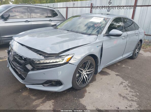 1HGCV3F93NA024463 2022 HONDA ACCORD HYBRID Gray Vista tres cuartos delantera izquierda