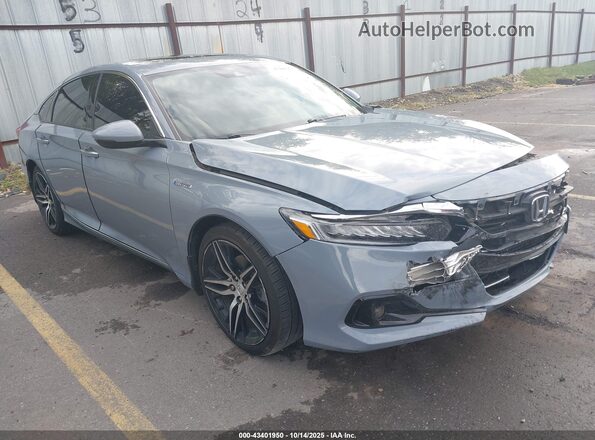 1HGCV3F93NA024463 2022 HONDA ACCORD HYBRID Gray Delantero derecho