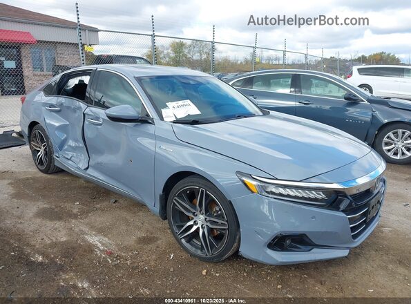 1HGCV3F96MA016999 2021 HONDA ACCORD HYBRID Синий Передняя правая четверть