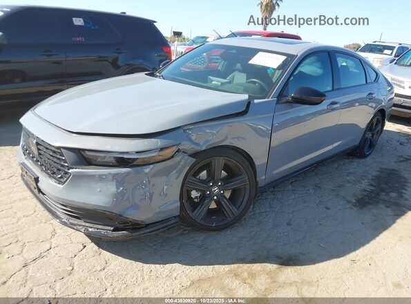 1HGCY2F74PA046541 2023 HONDA ACCORD HYBRID Серый Передняя левая четверть