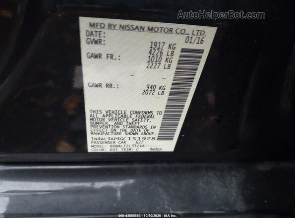 1N4AL3AP4GC151978 2016 NISSAN ALTIMA Черный Вид подкапотного пространства