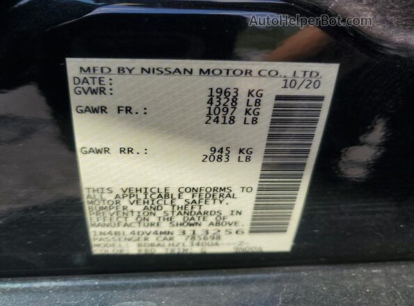1N4BL4DV4MN313256 2021 NISSAN ALTIMA Charcoal Engine compartment view