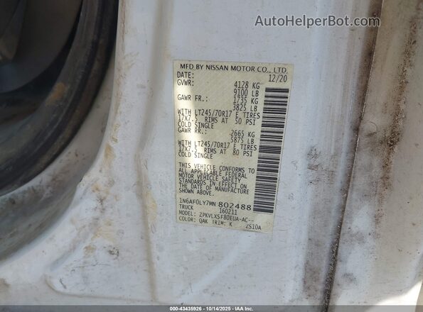 1N6AF0LY7MN802488 2021 NISSAN NV CARGO NV2500 HD White Engine compartment view
