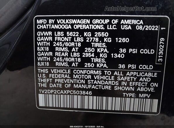 1V2DP2CAXPC503846 2023 VOLKSWAGEN ATLAS Black Շարժիչի բաժամունքի տեսք