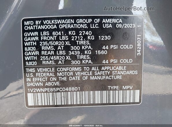 1V2WNPE85PC048801 2023 VOLKSWAGEN ID.4 Gray Շարժիչի բաժամունքի տեսք