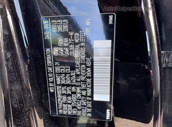 YV4A22PK6H1105792 2017 VOLVO XC90 Черный 