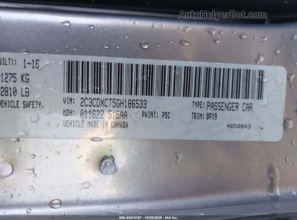 2C3CDXCT5GH186533 2016 DODGE CHARGER Silver ძრავის განყოფილების ხედი