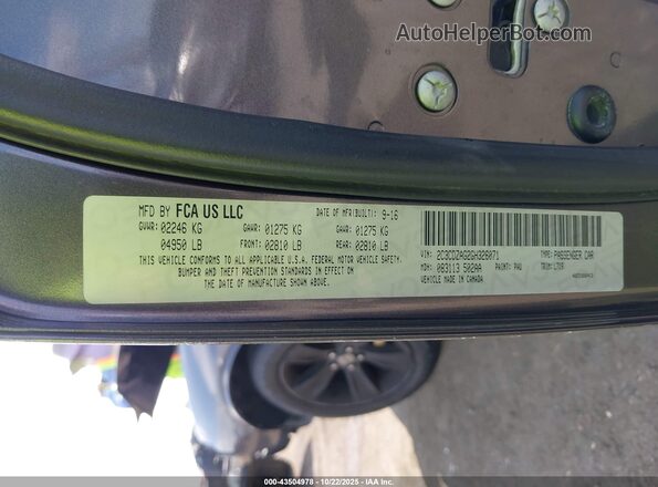 2C3CDZAG2GH326071 2016 DODGE CHALLENGER Серый Вид подкапотного пространства
