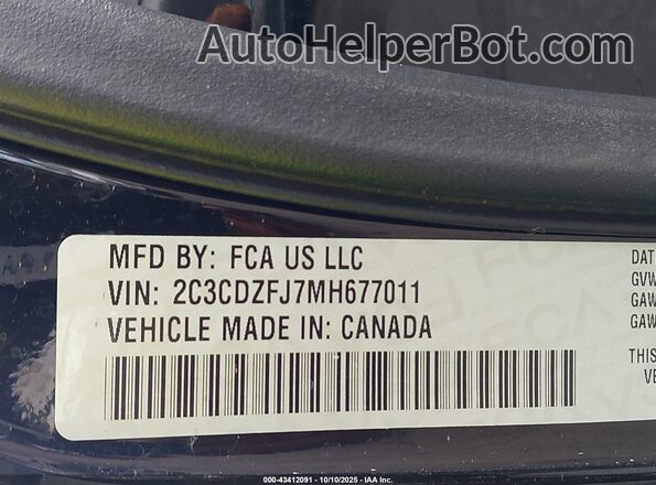 2C3CDZFJ7MH677011 2021 DODGE CHALLENGER Black ძრავის განყოფილების ხედი