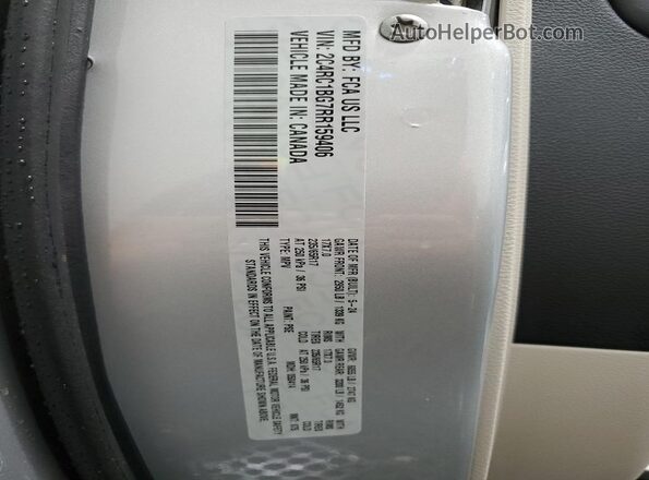 2C4RC1BG7RR159406 2024 CHRYSLER PACIFICA Серебряный Вид наклейки с VIN-кодом