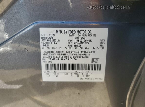 2FMPK4J96NBA10188 2022 FORD EDGE Серый Вид подкапотного пространства