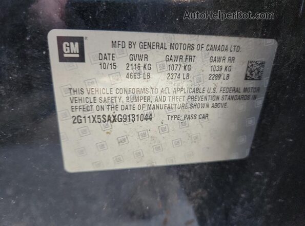 2G11X5SAXG9131044 2016 CHEVROLET IMPALA Черный Вид подкапотного пространства